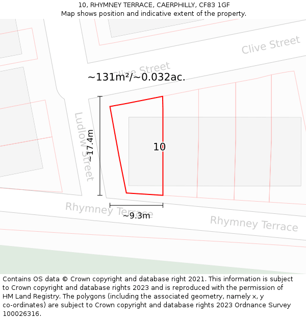 10, RHYMNEY TERRACE, CAERPHILLY, CF83 1GF: Plot and title map
