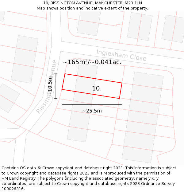10, RISSINGTON AVENUE, MANCHESTER, M23 1LN: Plot and title map