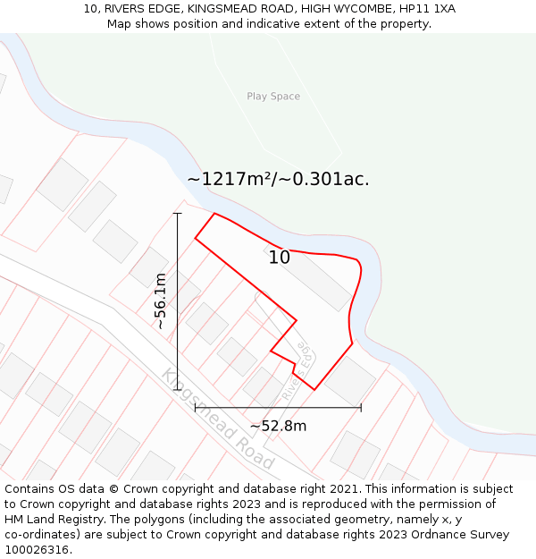 10, RIVERS EDGE, KINGSMEAD ROAD, HIGH WYCOMBE, HP11 1XA: Plot and title map