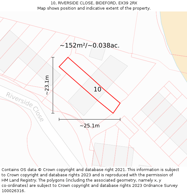 10, RIVERSIDE CLOSE, BIDEFORD, EX39 2RX: Plot and title map