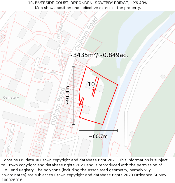 10, RIVERSIDE COURT, RIPPONDEN, SOWERBY BRIDGE, HX6 4BW: Plot and title map