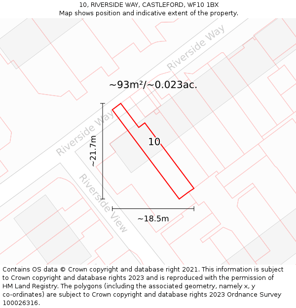 10, RIVERSIDE WAY, CASTLEFORD, WF10 1BX: Plot and title map