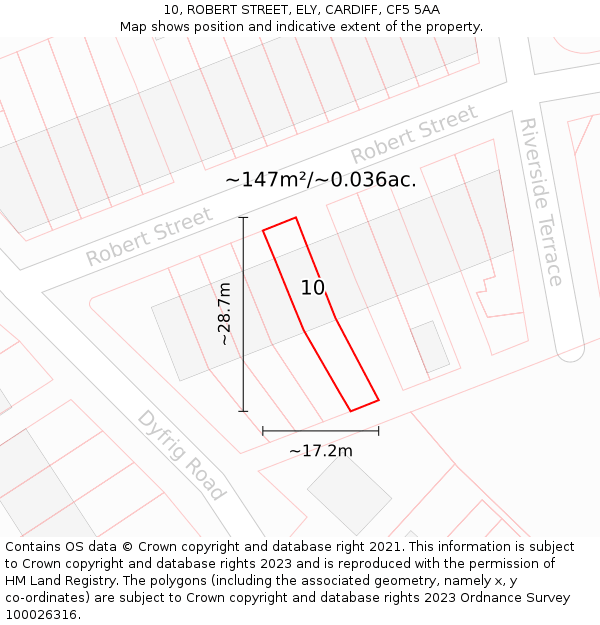 10, ROBERT STREET, ELY, CARDIFF, CF5 5AA: Plot and title map