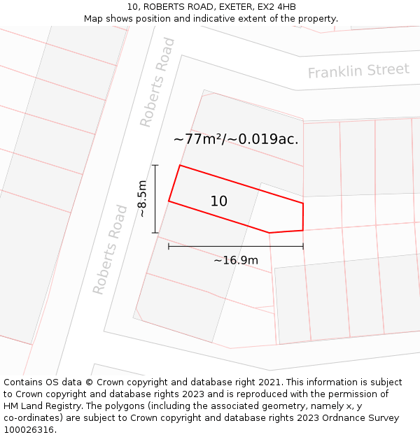10, ROBERTS ROAD, EXETER, EX2 4HB: Plot and title map