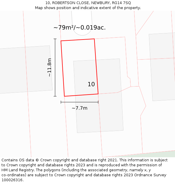 10, ROBERTSON CLOSE, NEWBURY, RG14 7SQ: Plot and title map