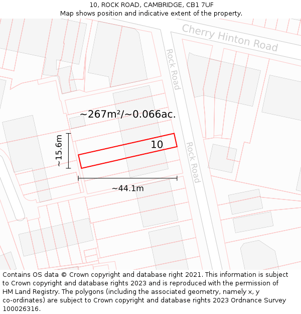 10, ROCK ROAD, CAMBRIDGE, CB1 7UF: Plot and title map