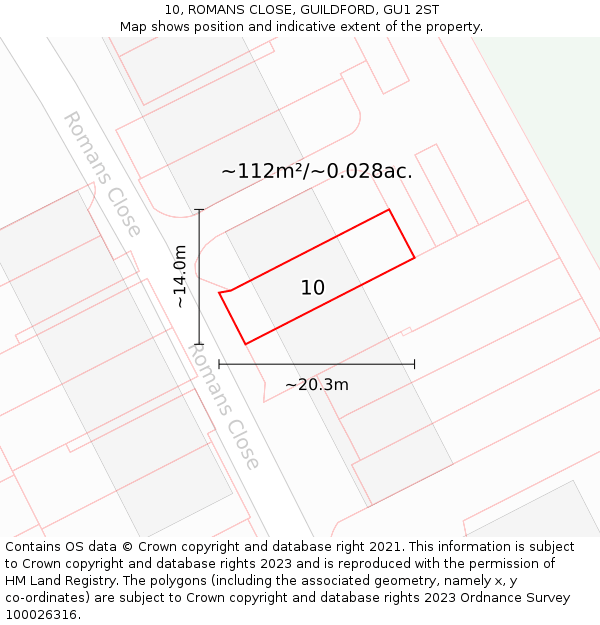 10, ROMANS CLOSE, GUILDFORD, GU1 2ST: Plot and title map