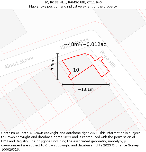 10, ROSE HILL, RAMSGATE, CT11 9HX: Plot and title map