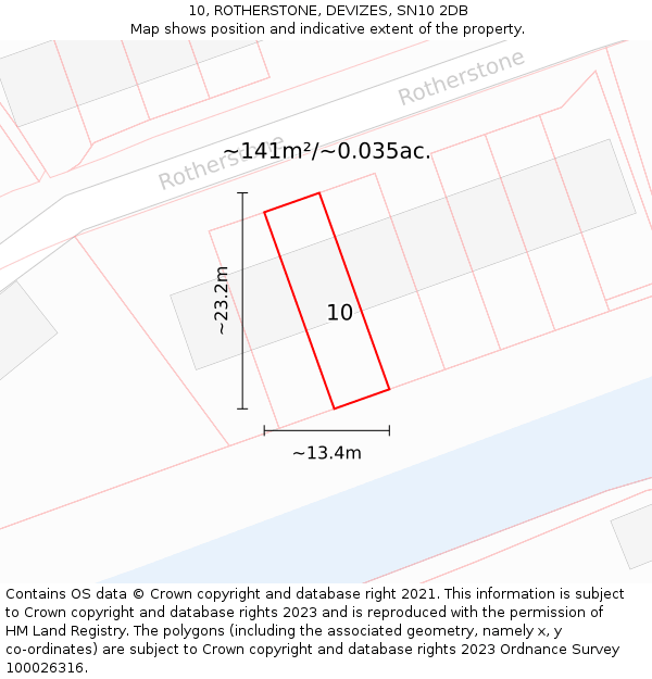 10, ROTHERSTONE, DEVIZES, SN10 2DB: Plot and title map