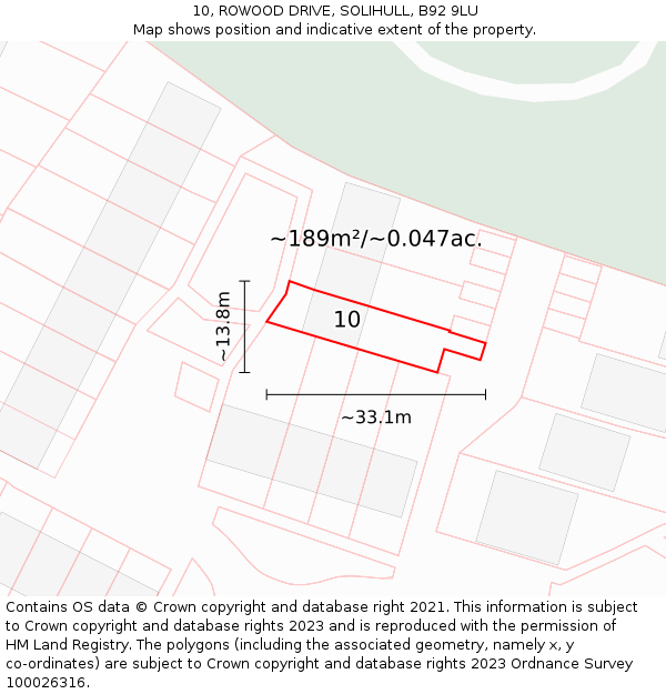 10, ROWOOD DRIVE, SOLIHULL, B92 9LU: Plot and title map