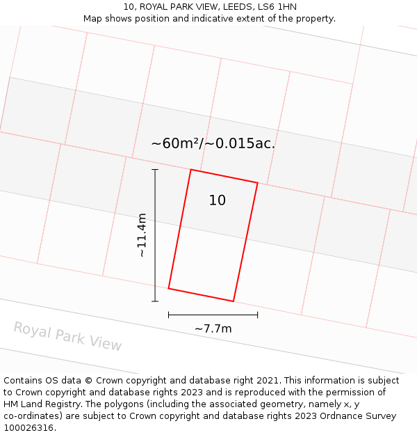 10, ROYAL PARK VIEW, LEEDS, LS6 1HN: Plot and title map