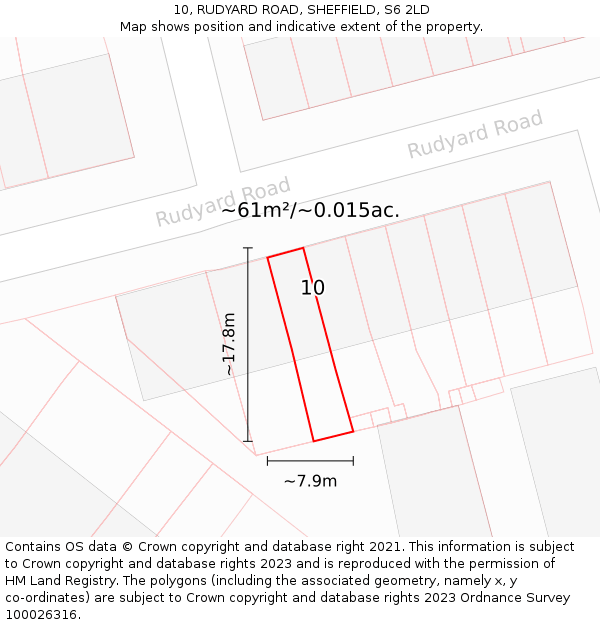 10, RUDYARD ROAD, SHEFFIELD, S6 2LD: Plot and title map