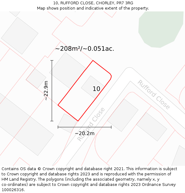 10, RUFFORD CLOSE, CHORLEY, PR7 3RG: Plot and title map