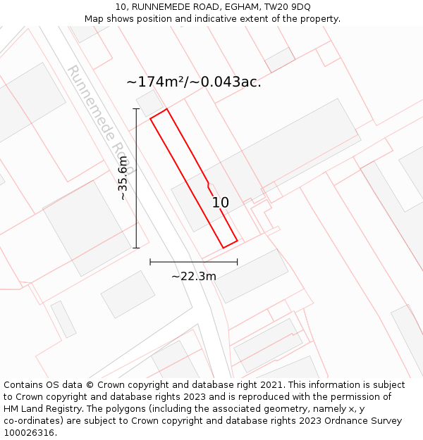 10, RUNNEMEDE ROAD, EGHAM, TW20 9DQ: Plot and title map