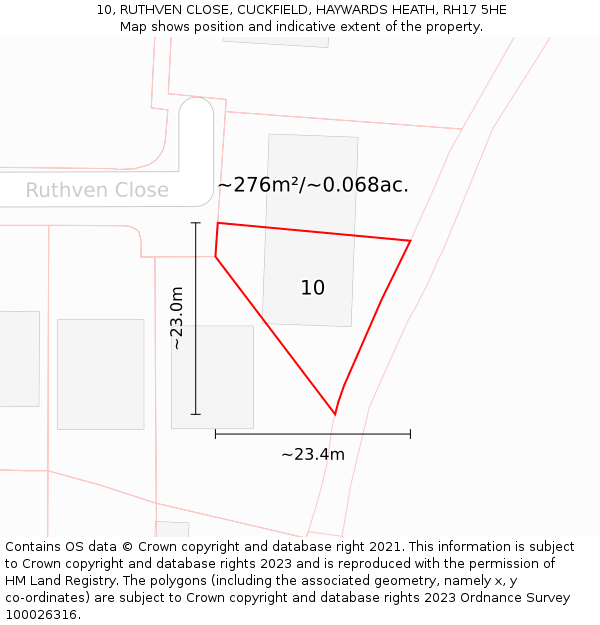 10, RUTHVEN CLOSE, CUCKFIELD, HAYWARDS HEATH, RH17 5HE: Plot and title map