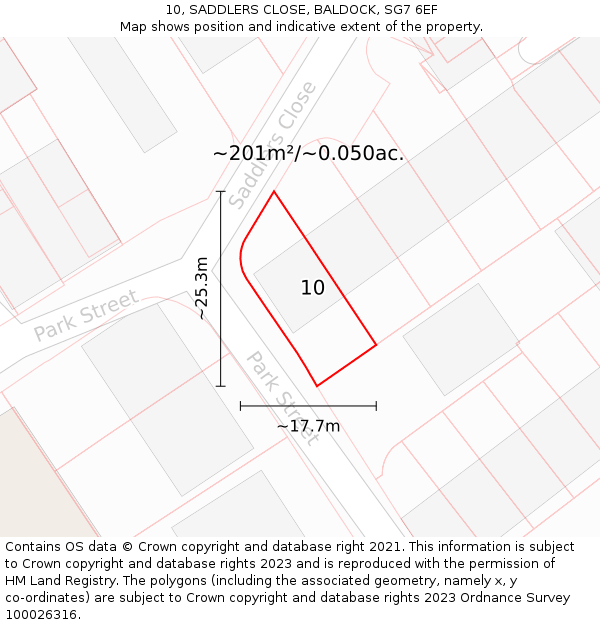 10, SADDLERS CLOSE, BALDOCK, SG7 6EF: Plot and title map