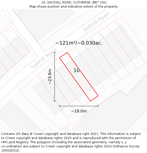 10, SALTHILL ROAD, CLITHEROE, BB7 1NU: Plot and title map