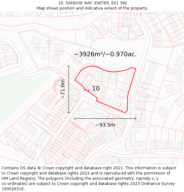 10, SANDOE WAY, EXETER, EX1 3WJ: Plot and title map