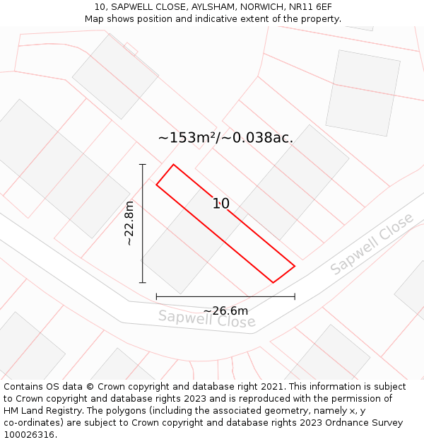 10, SAPWELL CLOSE, AYLSHAM, NORWICH, NR11 6EF: Plot and title map