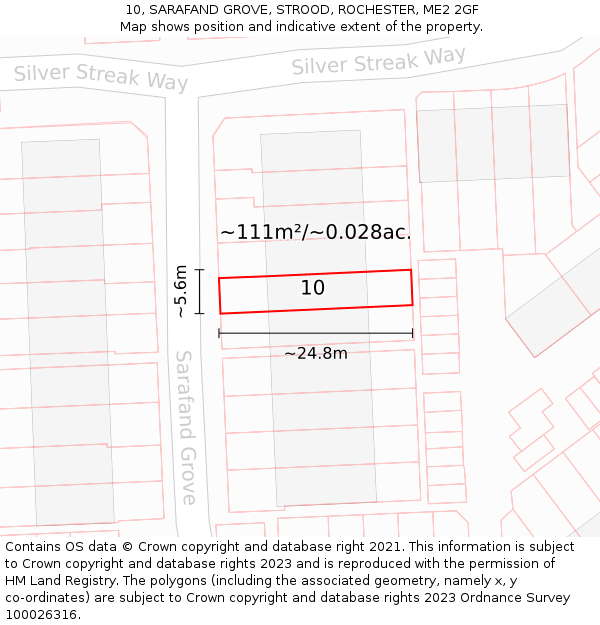 10, SARAFAND GROVE, STROOD, ROCHESTER, ME2 2GF: Plot and title map
