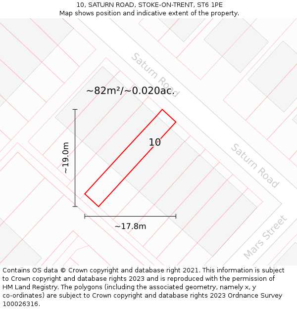 10, SATURN ROAD, STOKE-ON-TRENT, ST6 1PE: Plot and title map