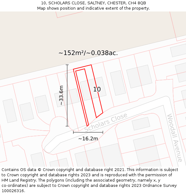 10, SCHOLARS CLOSE, SALTNEY, CHESTER, CH4 8QB: Plot and title map