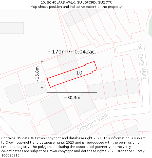 10, SCHOLARS WALK, GUILDFORD, GU2 7TR: Plot and title map