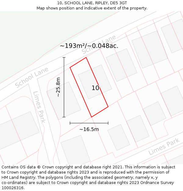 10, SCHOOL LANE, RIPLEY, DE5 3GT: Plot and title map