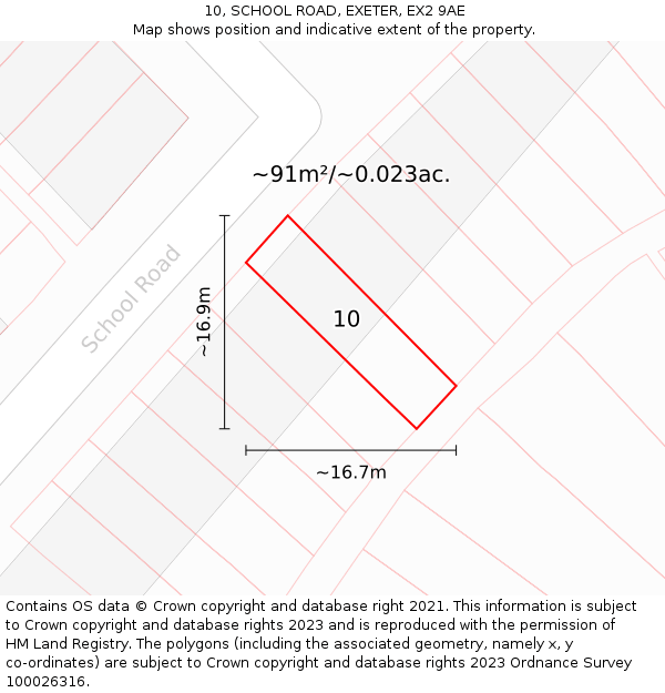 10, SCHOOL ROAD, EXETER, EX2 9AE: Plot and title map