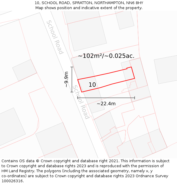 10, SCHOOL ROAD, SPRATTON, NORTHAMPTON, NN6 8HY: Plot and title map