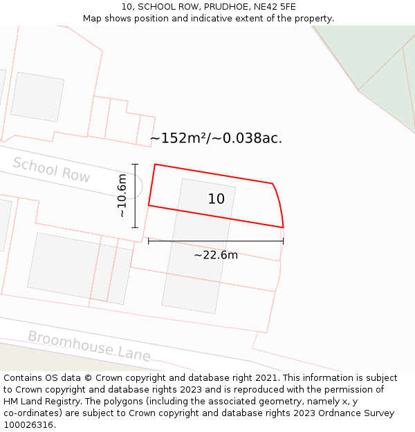 10, SCHOOL ROW, PRUDHOE, NE42 5FE: Plot and title map
