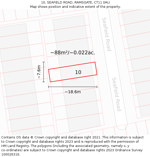 10, SEAFIELD ROAD, RAMSGATE, CT11 0AU: Plot and title map