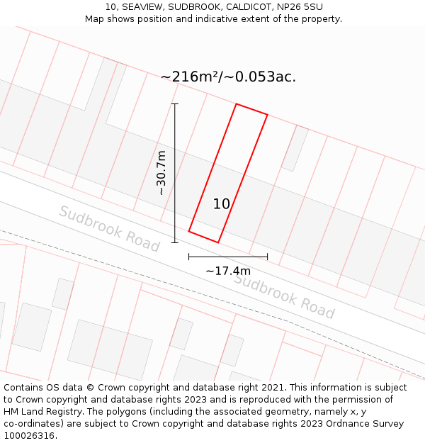 10, SEAVIEW, SUDBROOK, CALDICOT, NP26 5SU: Plot and title map
