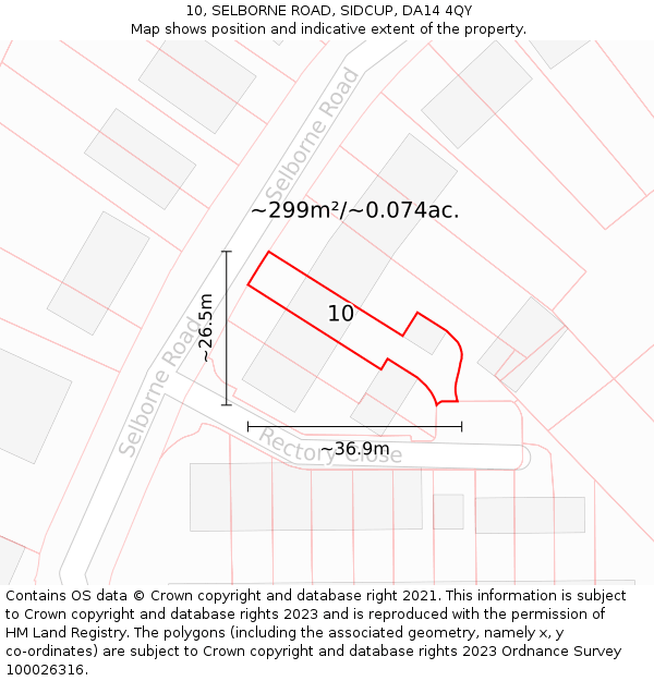 10, SELBORNE ROAD, SIDCUP, DA14 4QY: Plot and title map