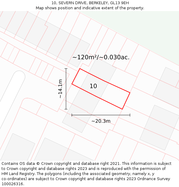 10, SEVERN DRIVE, BERKELEY, GL13 9EH: Plot and title map
