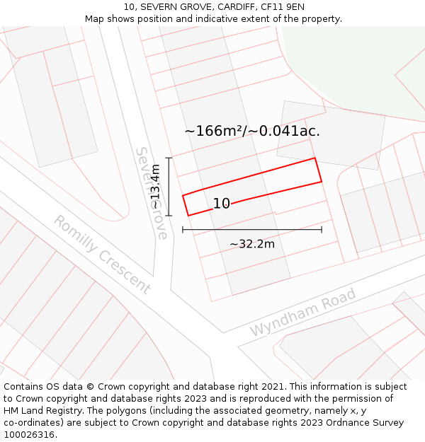 10, SEVERN GROVE, CARDIFF, CF11 9EN: Plot and title map
