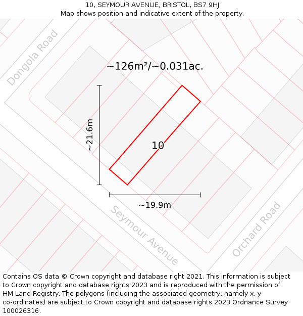 10, SEYMOUR AVENUE, BRISTOL, BS7 9HJ: Plot and title map