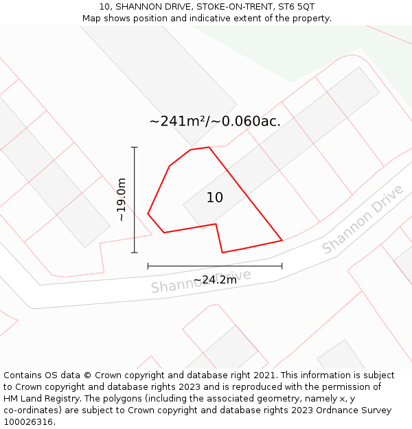 10, SHANNON DRIVE, STOKE-ON-TRENT, ST6 5QT: Plot and title map