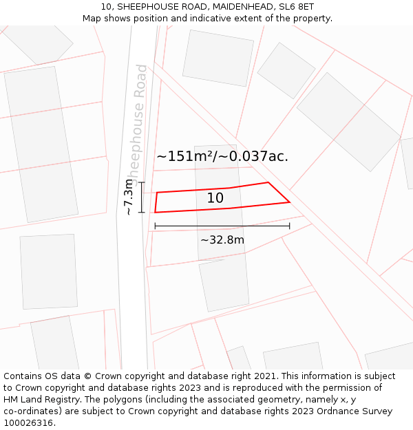 10, SHEEPHOUSE ROAD, MAIDENHEAD, SL6 8ET: Plot and title map