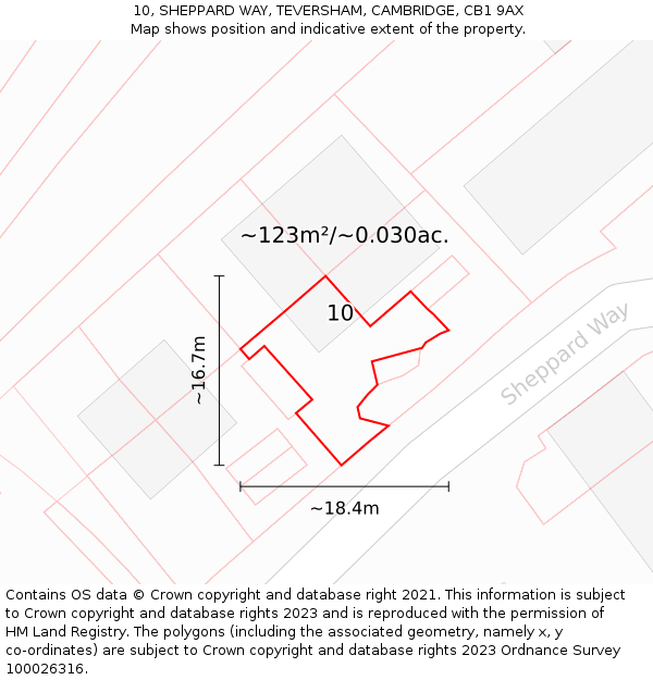 10, SHEPPARD WAY, TEVERSHAM, CAMBRIDGE, CB1 9AX: Plot and title map