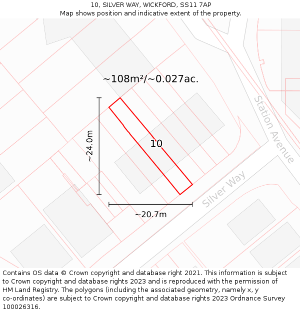 10, SILVER WAY, WICKFORD, SS11 7AP: Plot and title map