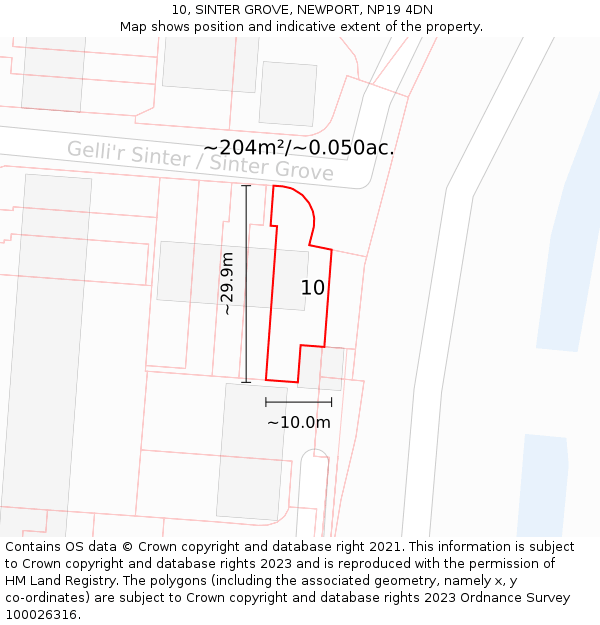 10, SINTER GROVE, NEWPORT, NP19 4DN: Plot and title map