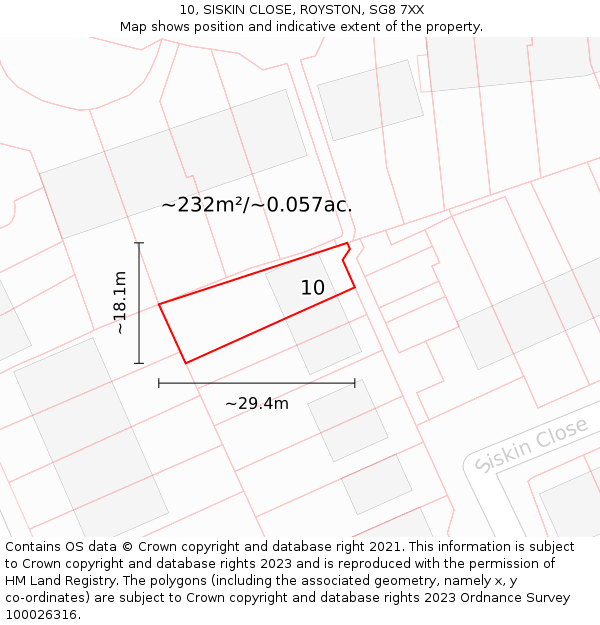 10, SISKIN CLOSE, ROYSTON, SG8 7XX: Plot and title map