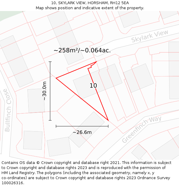 10, SKYLARK VIEW, HORSHAM, RH12 5EA: Plot and title map