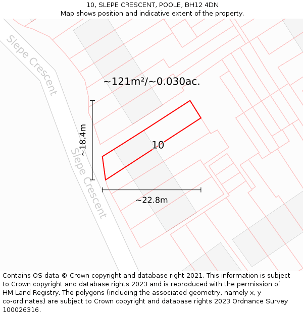 10, SLEPE CRESCENT, POOLE, BH12 4DN: Plot and title map