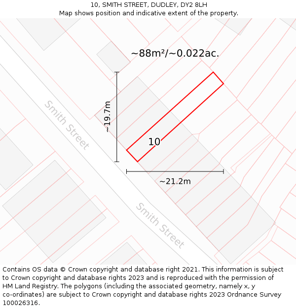 10, SMITH STREET, DUDLEY, DY2 8LH: Plot and title map