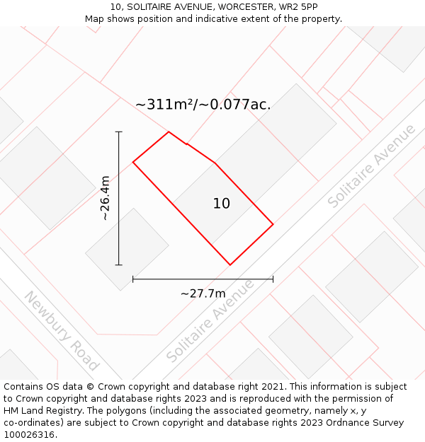 10, SOLITAIRE AVENUE, WORCESTER, WR2 5PP: Plot and title map