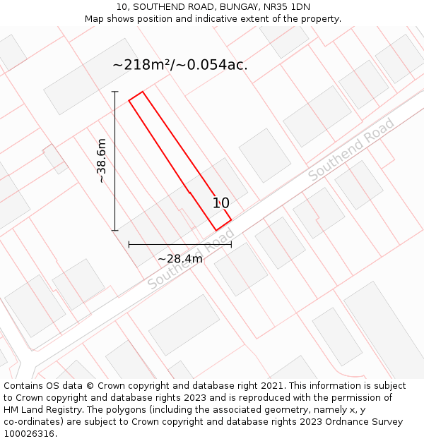 10, SOUTHEND ROAD, BUNGAY, NR35 1DN: Plot and title map
