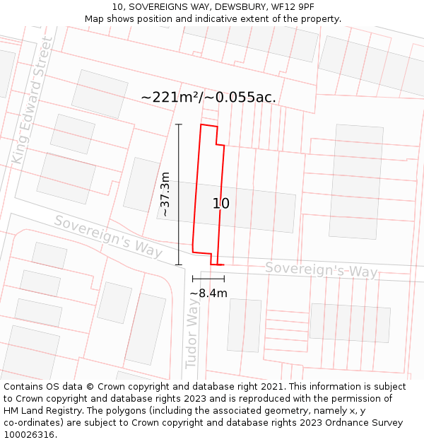 10, SOVEREIGNS WAY, DEWSBURY, WF12 9PF: Plot and title map