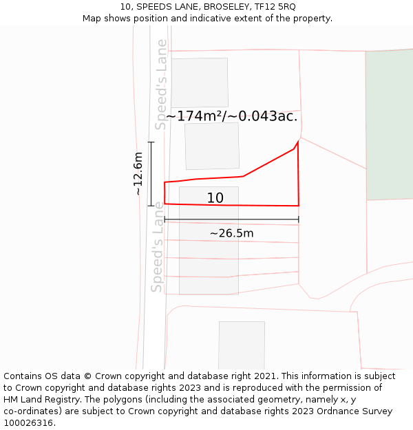10, SPEEDS LANE, BROSELEY, TF12 5RQ: Plot and title map